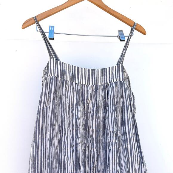 Jenni Kayne Summer Dress Midi Ink Striped Blue White Cotton Small Strappy - Picture 5 of 8